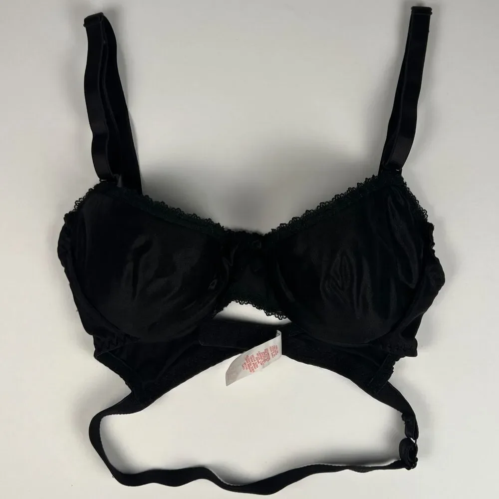 Cabernet Backless Bra 32B Black Low-Back Underwired Lined Cups Front Support